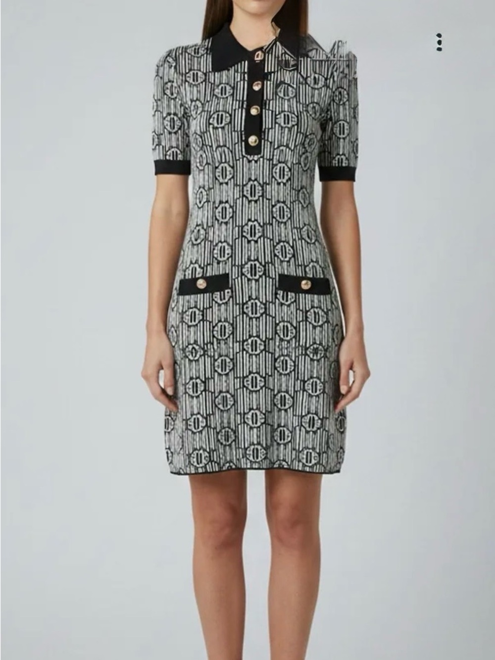 Maje Risola Chic Black and White  Patterned Dress Size 36